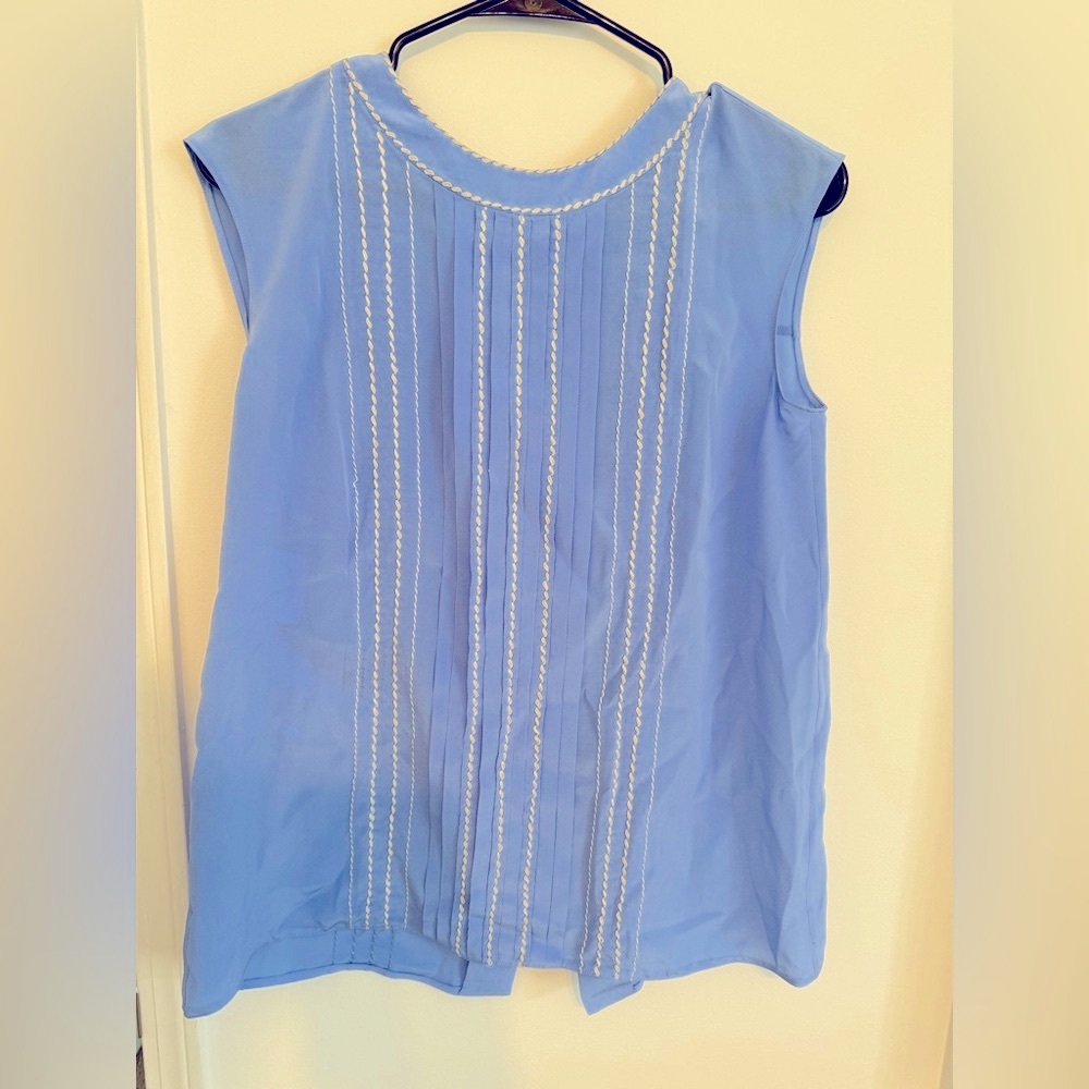 Prada Blue Pleated Embellished Blouse - Open or Closed Back - Great Condition
